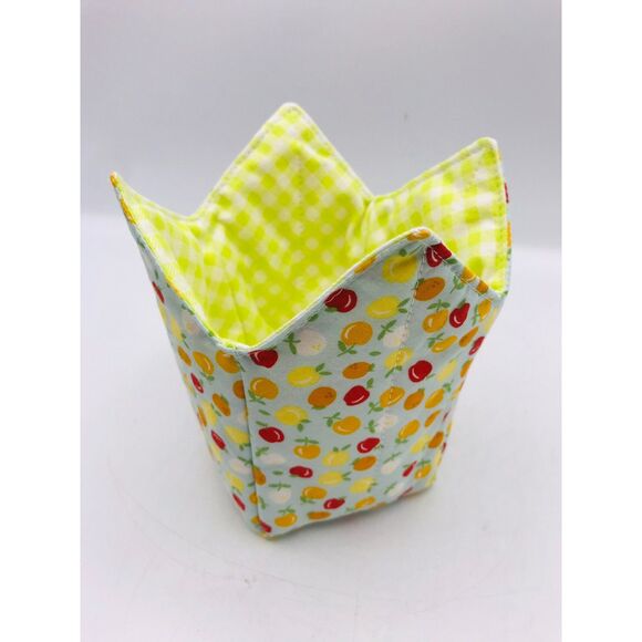 Set of 2 Fruity Microwave Pint Size Cozy for Hot or Cold Lemons Oranges Apples - Picture 3 of 6